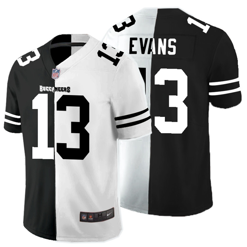 Men's Tampa Bay Buccaneers #13 Mike Evans Black & White Split Limited Stitched Jersey